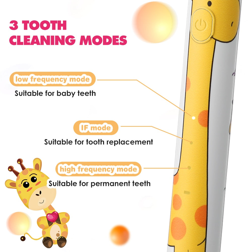 Kids Toothbrush Sonic Electric Tooth Brush Teeth Cleaning Toothbrushes for Cartoon with Heads