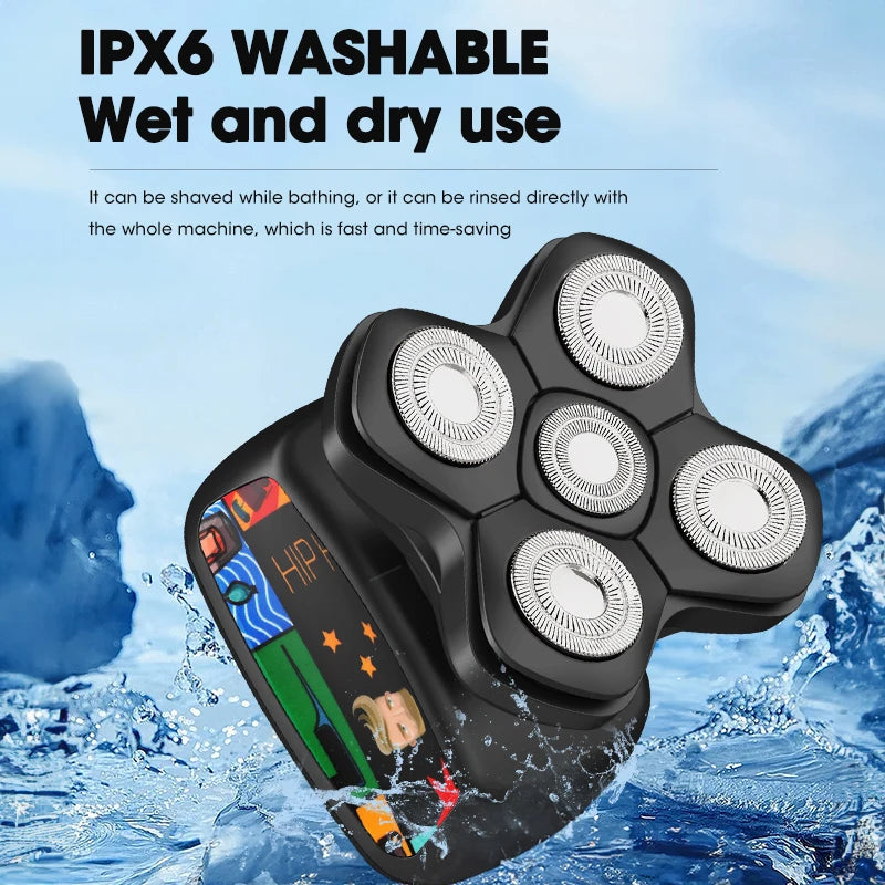 Graffiti Men's Electric Shaver Head Bald Hair Clipper Wireless Charging Men's Razor