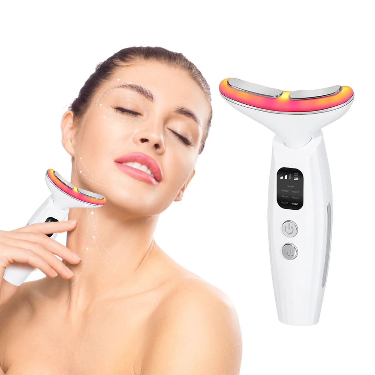 7 Colours Neck Beauty Instrument, Face Neck Body High-frequency Beauty Massage Constant Temperature Hot Compress