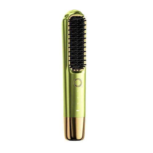 Portable Multifunctional Heating Comb Ptc 2 In 1 Hair Curler Hot Comb Hair Straightener Brush Wireless Hair Straightener