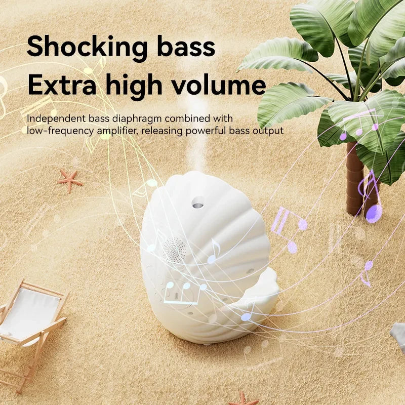 Portable Bluetooth Speaker Shell Design with Colorful Atmosphere Light Heavy Bass Bedroom Music Player Auto Power Off Humidifier