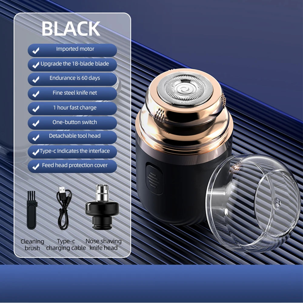 Electric Mini Travel Shaver for Men-Pocket Size Washable Electronic Razor-Mens Rechargeable Portable Cordless Shaving Face Beard