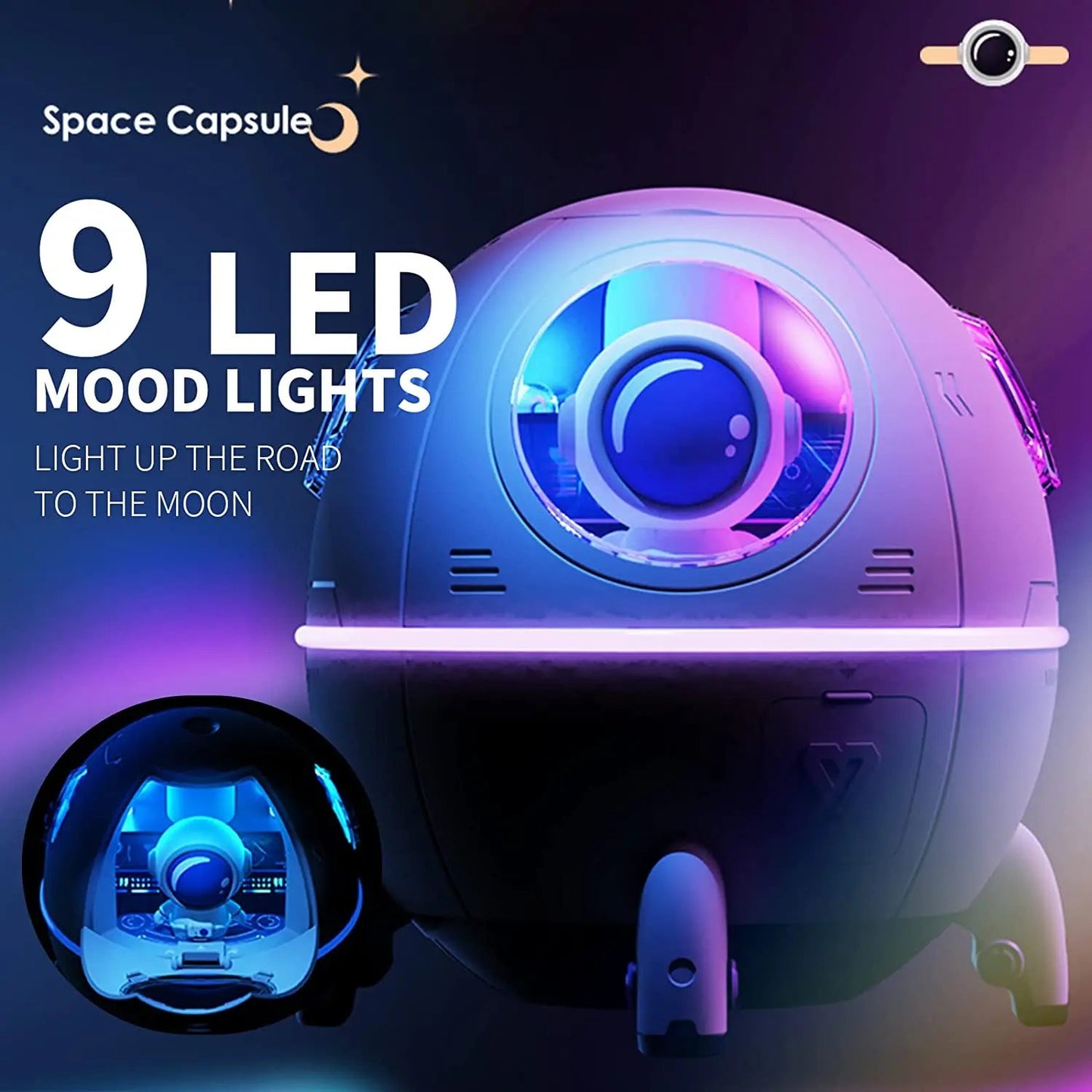 Portable Mini Humidifier Astronaut Space Small Cool Mist Humidifiers 220ML USB Desktop Humidifier with Auto Shut Off Night Light