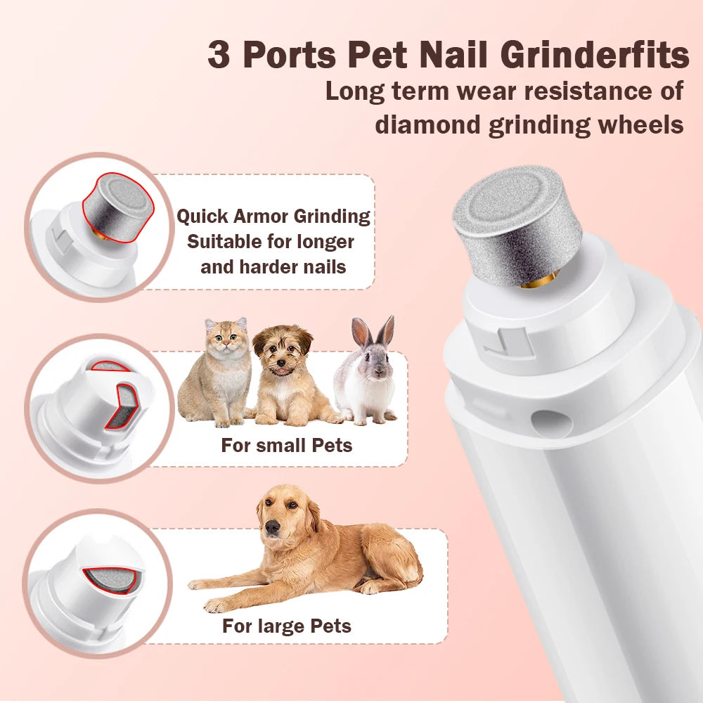 Dog Nail Drill 2-Speed Electric Rechargeable Pet Nail Trimmer Painless Paws Grooming Smoothing for Small Medium Large Dogs Cat