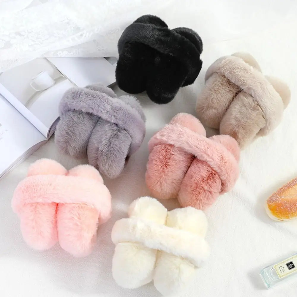 Soft Plush Ear Warmer Winter Warm Earmuffs Solid Color  Ear Cover Outdoor Cold Protection Ear-Muffs Folding Earflap Fashion