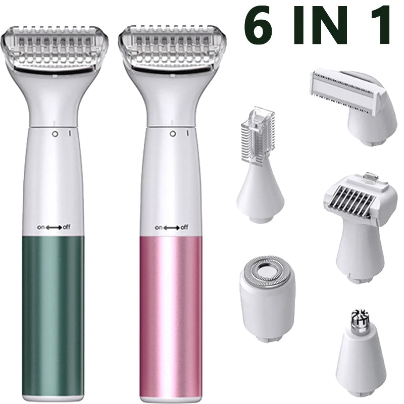 6in1 ladies Intimate Area Precision Shaver Bikini Line Sensitive Shaving Balls Eggs Pubic Hair Shaver Face Nose Beard Trimmer