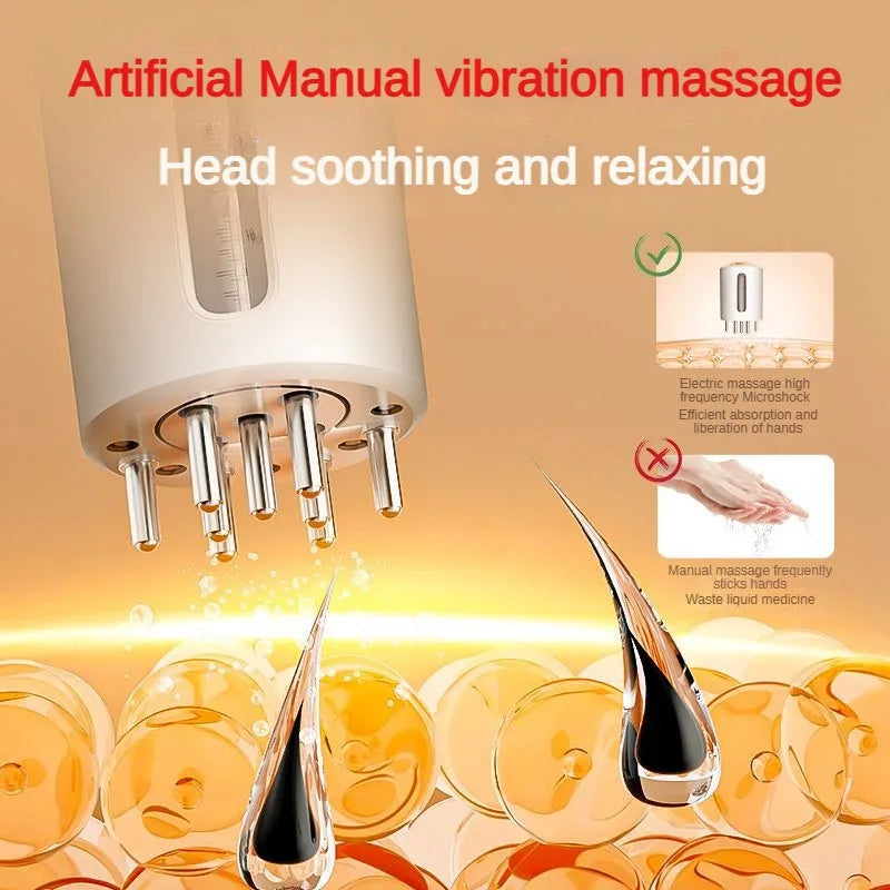 Micro-current Scalp Massage Comb Portable Medicine Liquid Oil Applicator LED Light Head Hair Growth Nourishing Massager