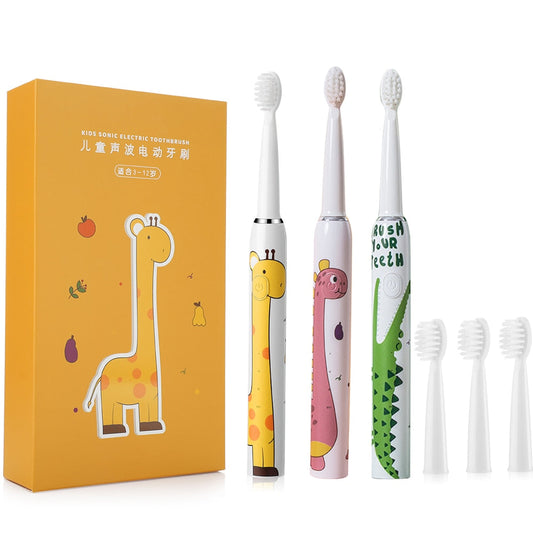 Kids Toothbrush Sonic Electric Tooth Brush Teeth Cleaning Toothbrushes for Cartoon with Heads