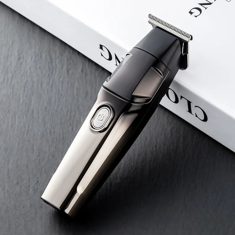 Professional Rechargeable Men's Hair Trimmer Engraved Notch Styling Barbershop IPX5 Waterproof Clipper with Charging Base