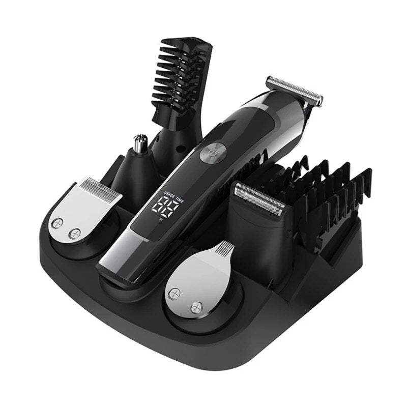 6 in 1  Professional Hair Clipper Facia Body Nose Trimmer Washable IPX7 Electric Hair Cutting Beard Haircutter Machine