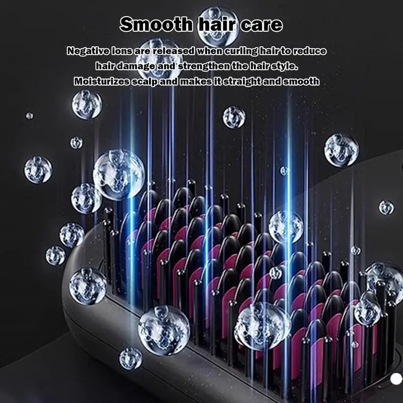 Straight Hair Comb Wireless Hair Straightener Brush with 5 Temp Setting Anti-Scald Hot Brush Heated Styling Comb Fast Heating