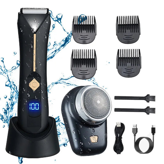 Men's Electric Groin Hair Trimmer Pubic Hair Trimmer Body Grooming Clipper for Men Bikini Epilator Rechargeable Shaver Razor