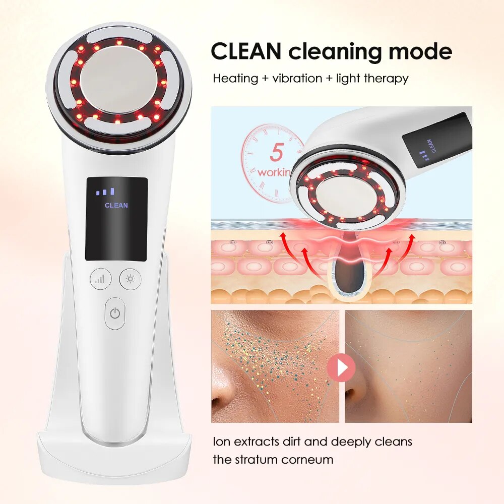 EMS Facial Massager Hot Cold Face Lifting Machine LED Photon Clean Beauty Device Wrinkle Removal Anti Aging Skin Care