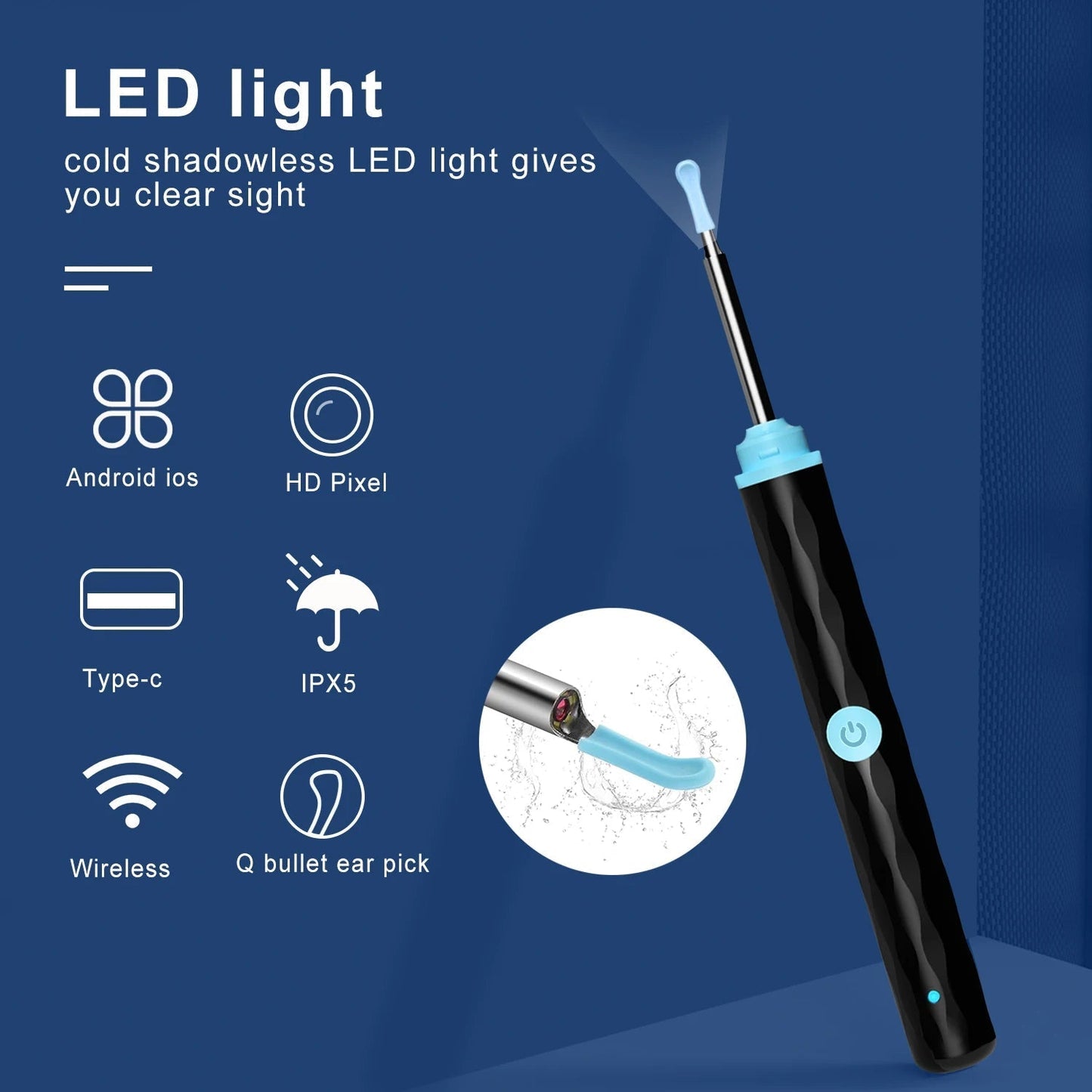 Wireless Smart Visual Ear Cleaner Otoscope WiFi Luminous Earpick Ear Wax Removal Tool With Camera Ear Endoscope Ear Wax Remover