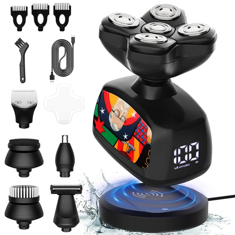 Graffiti Men's Electric Shaver Head Bald Hair Clipper Wireless Charging Men's Razor