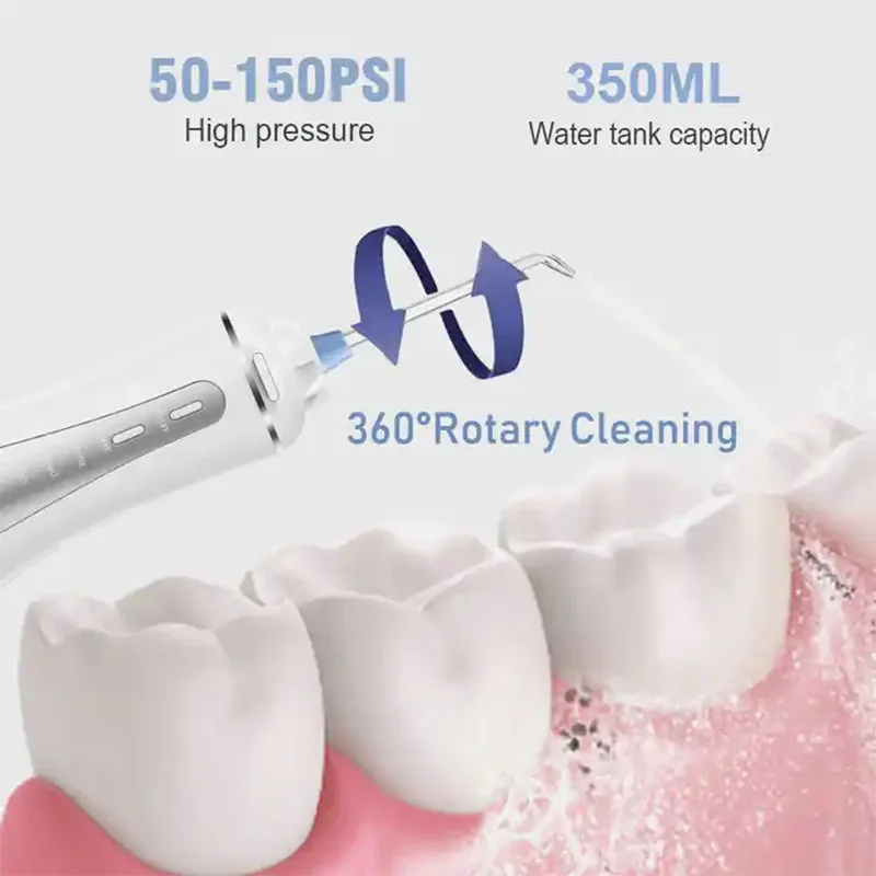 Oral Irrigator Water Flosser 5Modes Portable Dental Water Jet 350ML Water Tank Teeth Cleaner USB Charge Waterproof