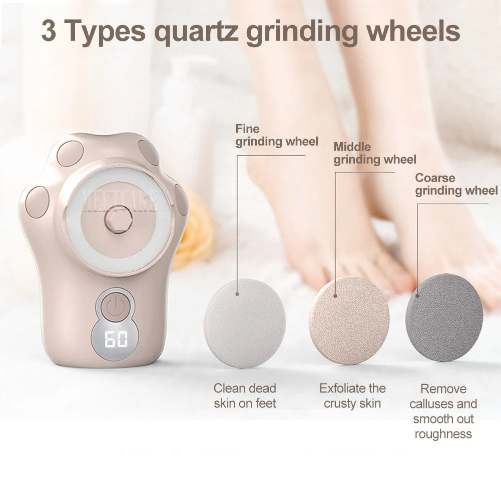 LED Screen Foot Grinder Wireless Dead Skin Callus Remover Mini Foot Drill  1600rpm 2000rpm 2800rpm with 3 Grinding Heads