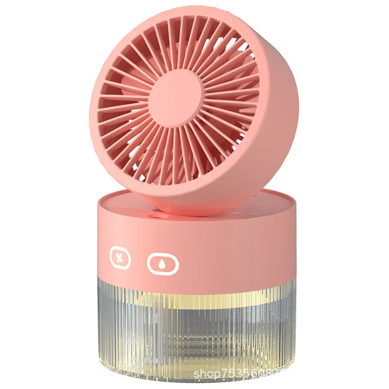 Spray Cooling Fan USB Mini Fan Desktop Turbine Foldable Cold Air Humidification Spray Fan Multifunctional Night Light