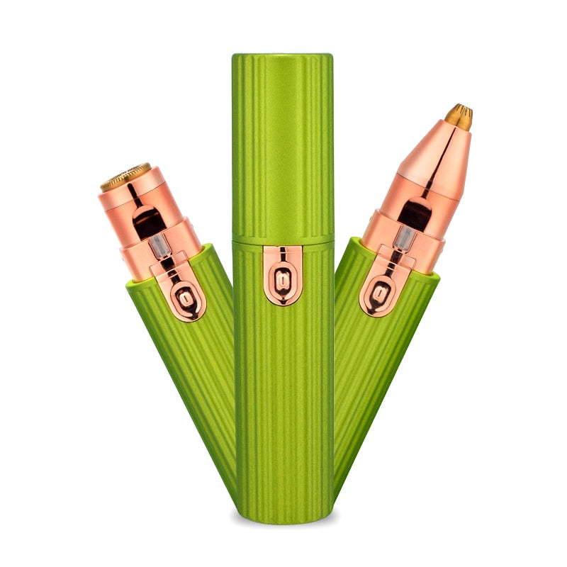 2 IN 1 Rechargeable Electric Eyebrow Trimmer Epilator Female Body Facial Lipstick Shape Hair Removal Mini Painless Razor Shaver