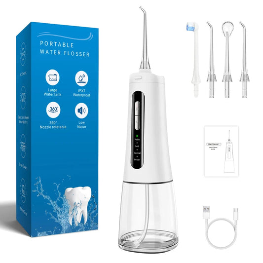 Teeth Water Pick Ultrasonic Cleanser 300ml Water Tank 4 Jet Tip Tooth Beauty Health Irrigator Dental Water Flosser for Teeth