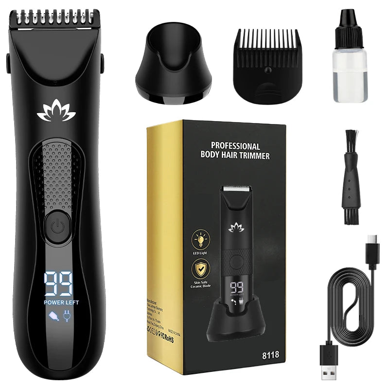 Full Body Hair Trimmer With Base Ceramic Steel Cutter Head Body Shaver IPX7 Waterproof Bikini Body Ball Trimmer