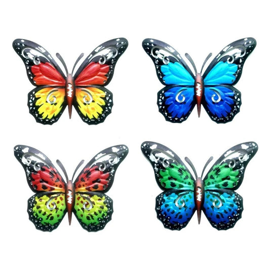 4 Pieces 3D Metal Butterfly Wall Art Decoration Ornaments Indoor Outdoor Garden Yard Wall Hanging Sheds Walls Fences