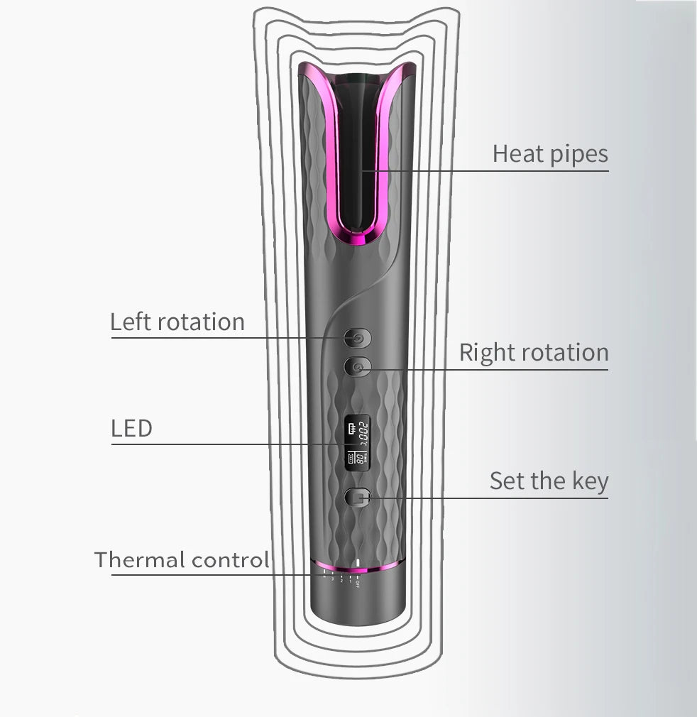 Automatic Hair Curler Electric Wireless USB Charging Portable Non-Hurt Curling Iron Home Hairdresser Styling Tool