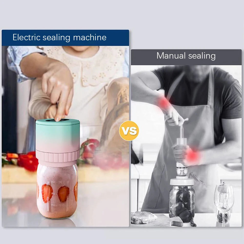 Electric Mason Jar Vacuum Sealer Kit Cordless Automatic Jar Sealer Kit with Mason Jar Lids  for Food Storage and Fermentation