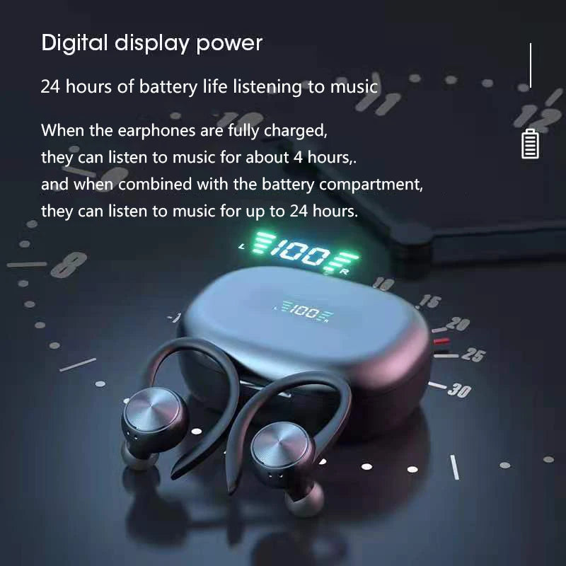 TWS Bluetooth 5.0 Headphones Wireless Stereo Earphones Sports Wireless Earbuds Ear Hook Waterproof Headset with Mic