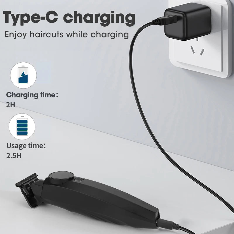 Professional Electric Beard Hair Clipper 10W High Power Rechargeable Hair Trimmer for Men Barber Hair Cutting Machine