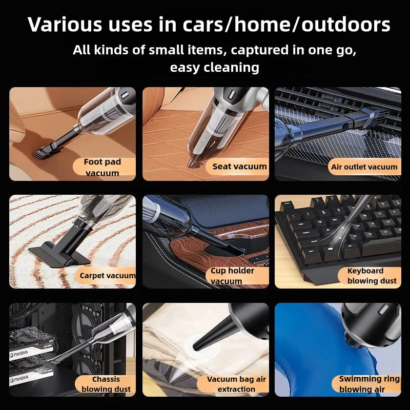Brushles Vacuum Cleaner Wireless Air Dust Blower Gun for Car Powerful Portable Car Cleaning Appliance Cordless Vehicle Cleaner