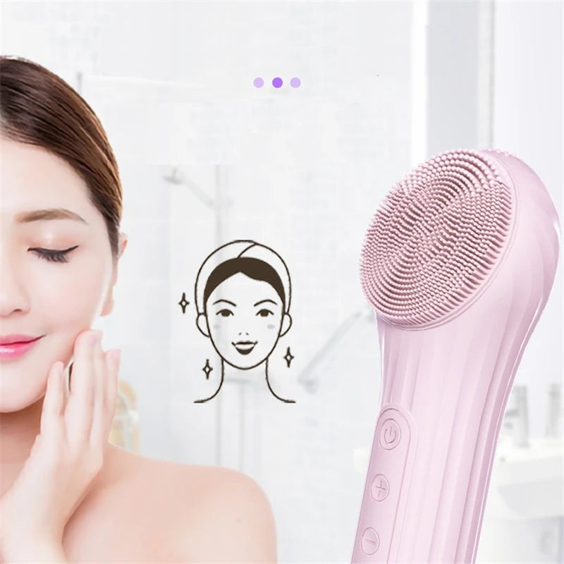 Electric Face Cleaner Sonic Silicond Facial Cleansing Brush Electric Ultrasonic Face Massager Mini Pore Deep Cleaning