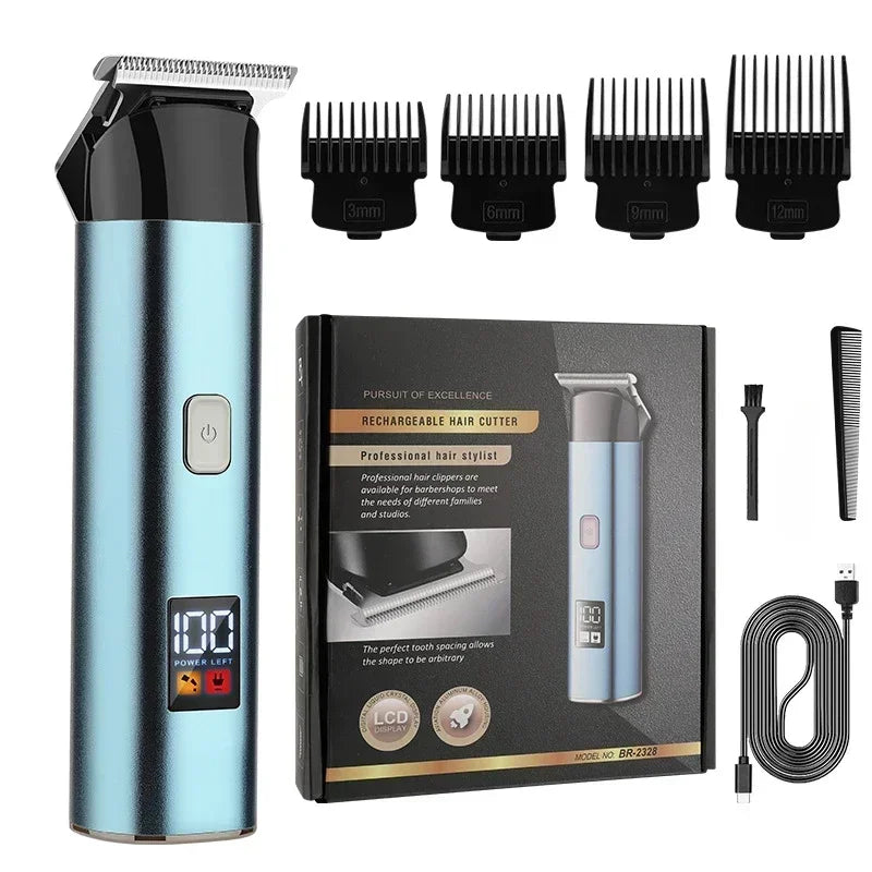 Men's Electric Hair Clipper LCD Digital Display Salon Engraved Home Electric Clipper