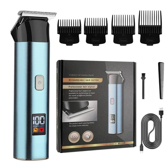 Men's Electric Hair Clipper LCD Digital Display Salon Engraved Home Electric Clipper