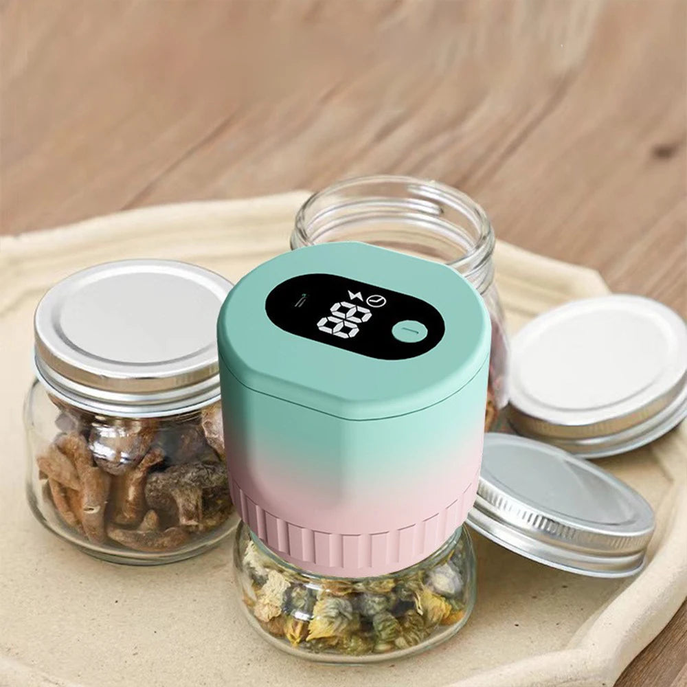 Electric Mason Jar Vacuum Sealer Kit Cordless Automatic Jar Sealer Kit with Mason Jar Lids  for Food Storage and Fermentation