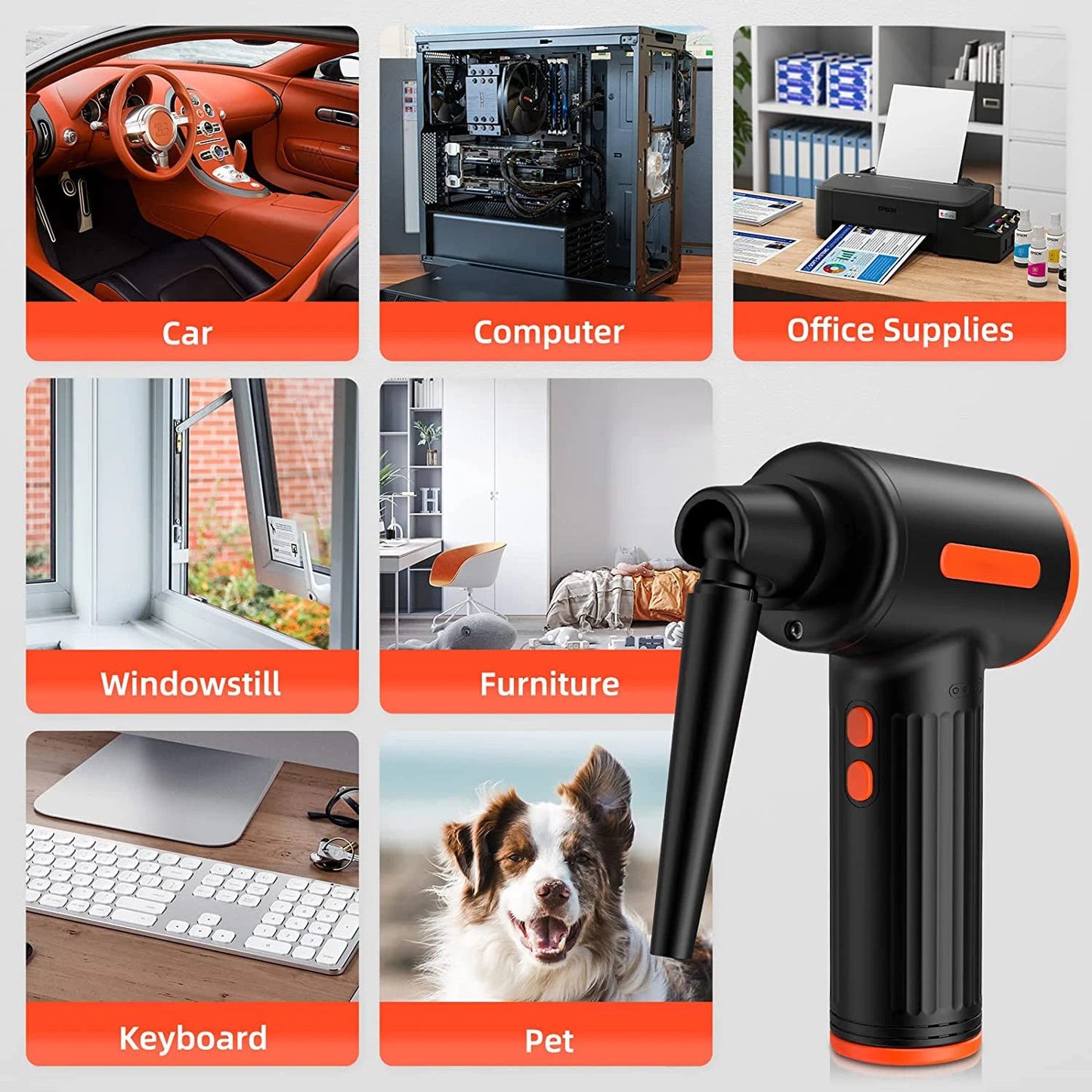 90000RPM Cordless Air Duster 90W Electric Wireless Gel Gun Blower Cleaner Brushless Motor for PC Computer Keyboard Car Laptop