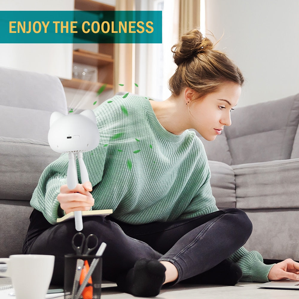 Electric Mini Portable Fan Rechargeable Turbo Desktop Neck Hand Bladeless USB Stroller Fan for Home Camping Travel Car Cooler