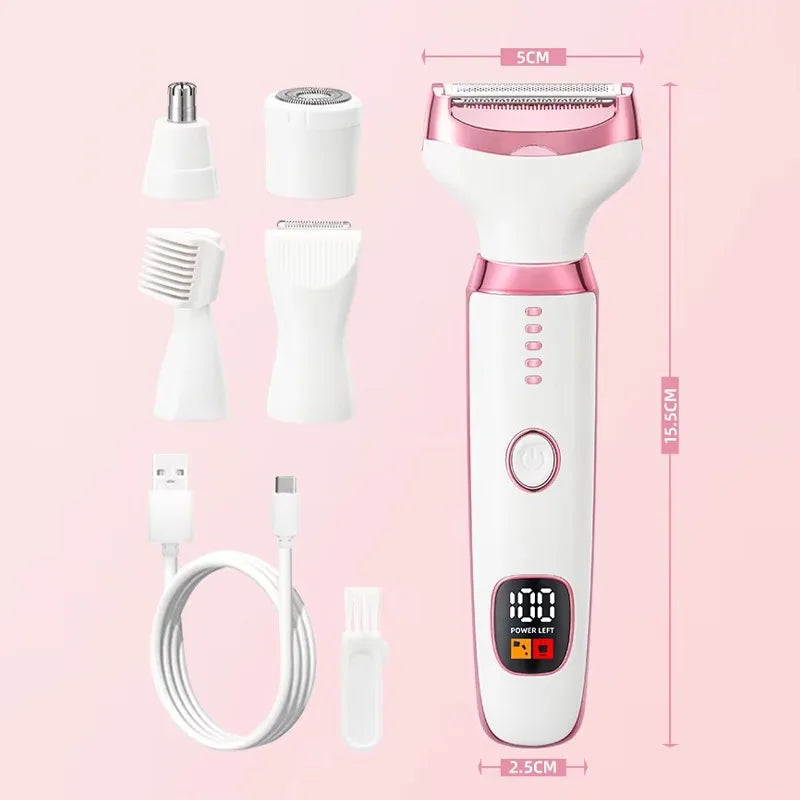 Electric Razor for Women 5 in 1 Rechargeable Painless Body Razors and Facial Hair Remover for Bikini Leg Body Face Underarm