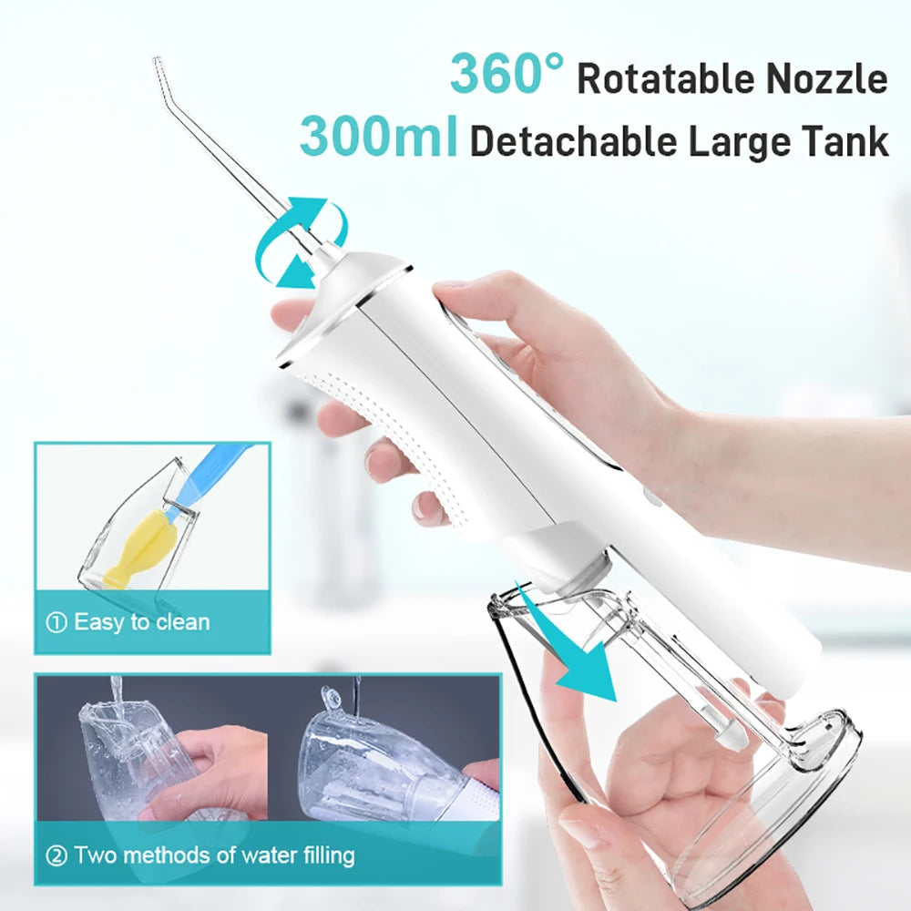 DIY PSI Dental Water Jet Pick Flossser Thread Oral Irrigator for Teeth Cleaning 300ml 4 Modes Portable Powerful Mouth Washing