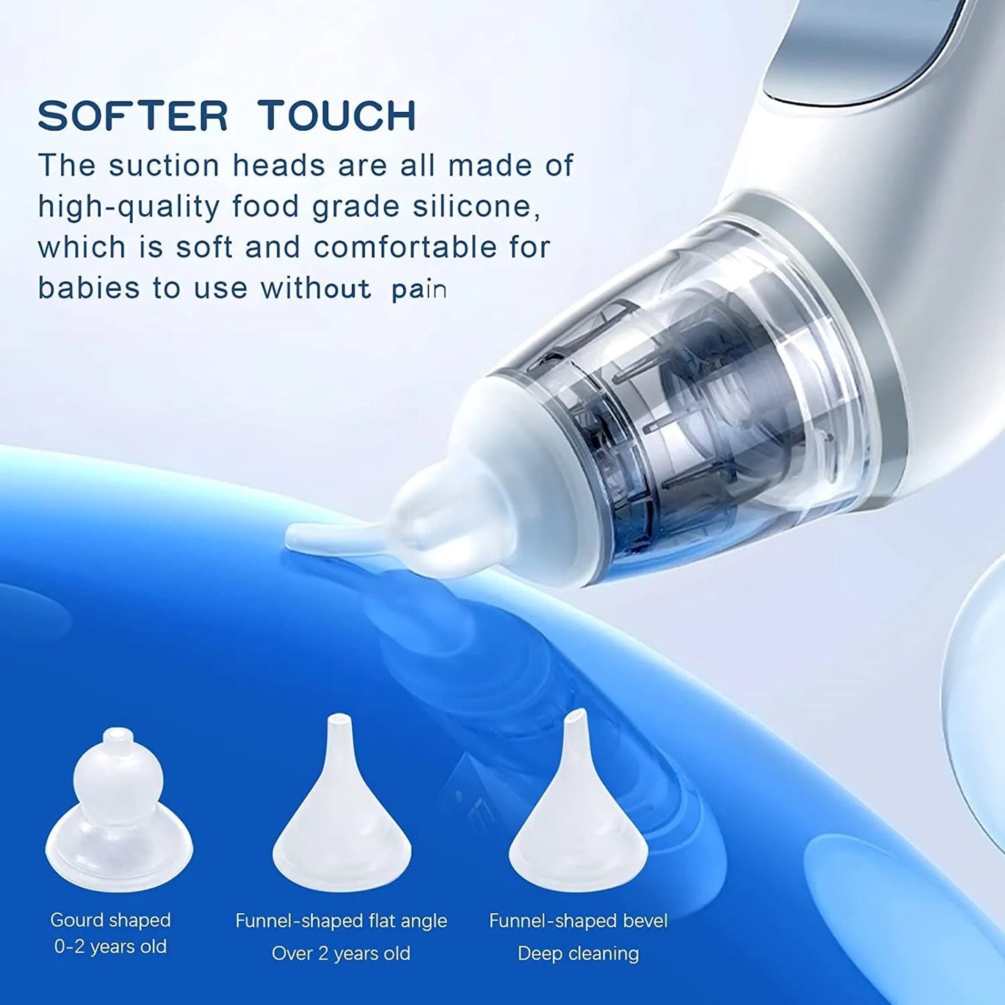 Electric Nasal Aspirator Nose Suction Device with Food Grade Silicond Mouthpiece 3 Suction Modes and Soothing Music