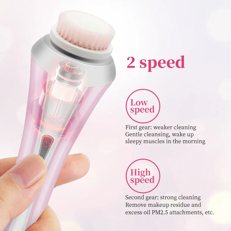 4 in 1 Electric Facial Cleanser Wash Face Cleaning Machine Skin Pore Cleaner Body Cleansing Massage Mini Beauty Massager Brush