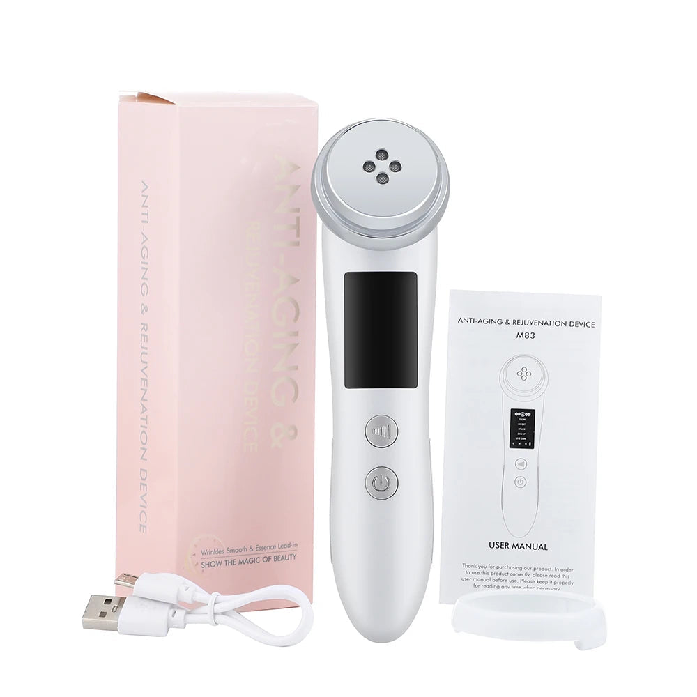 5 in 1 RF EMS Microcurrent Face Lifting Device Vibration LED Photo Skin Rejuvenation Wrinkle Remover Facial Massager