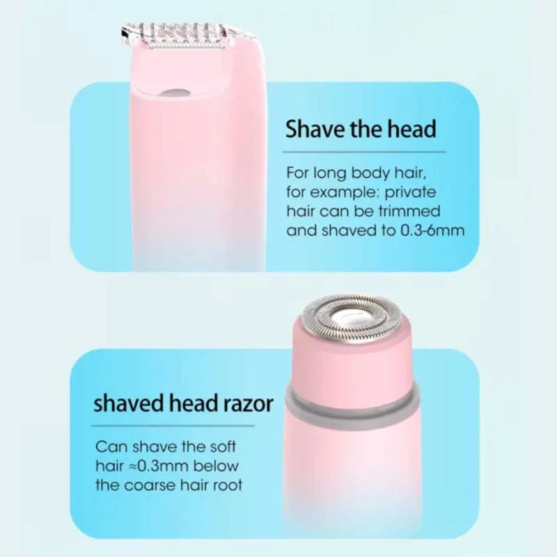 Electric Bikini Trimmer for Women - 2 in 1 Electric Lady Clipper Pubic Hair Groomer Painless Hair Removal Razor Body Shaver