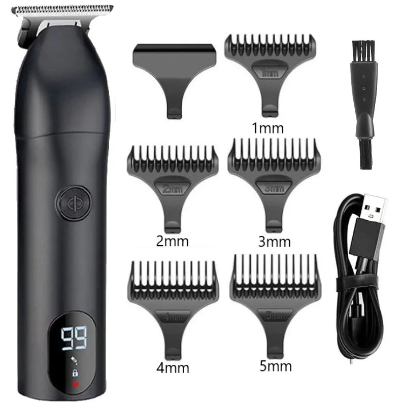 Professional Cordless Blade LCD Hair Trimmer Beard Hair Clipper Barber Shop Rechargeable Hair Cutting Machine USB with Box