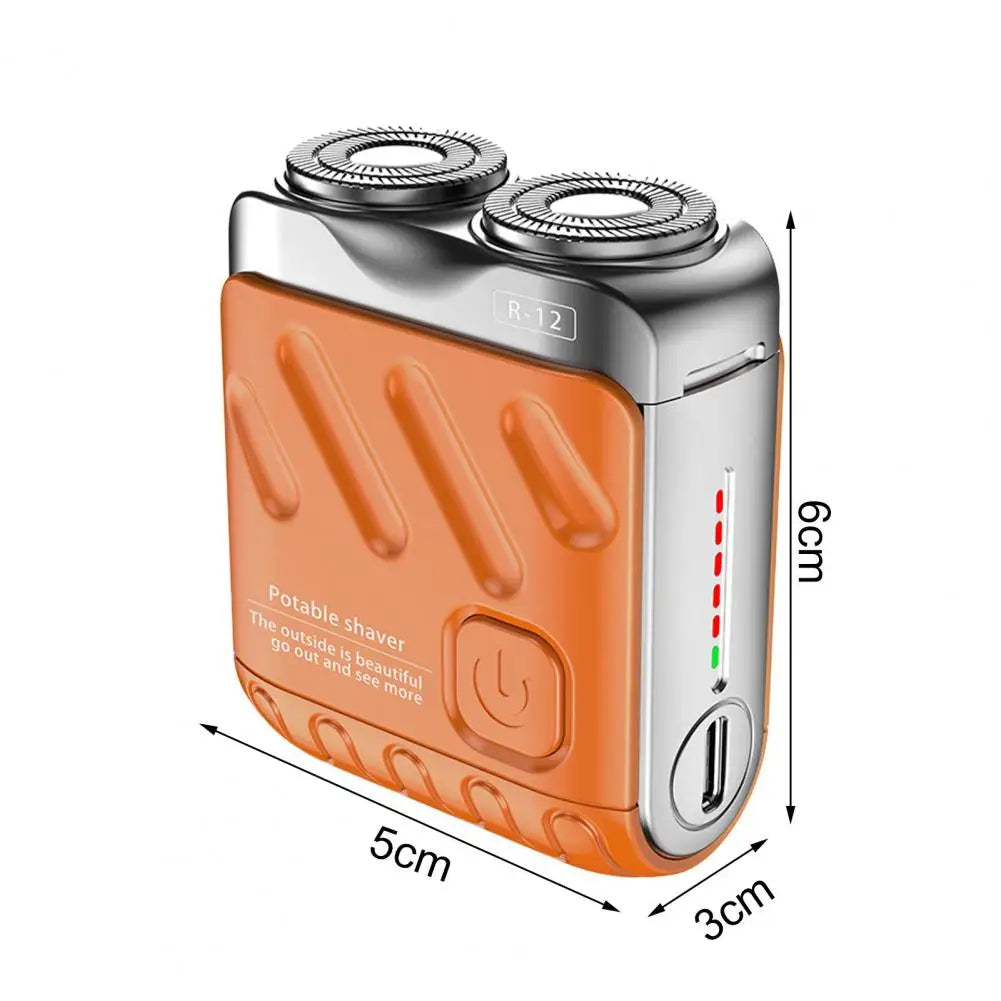 Men Electric Shaver IPX7 Waterproof Type-C Rechargeable Mini Travel Rotary Razor Portable Hair Beard Trimmer Remover Tool