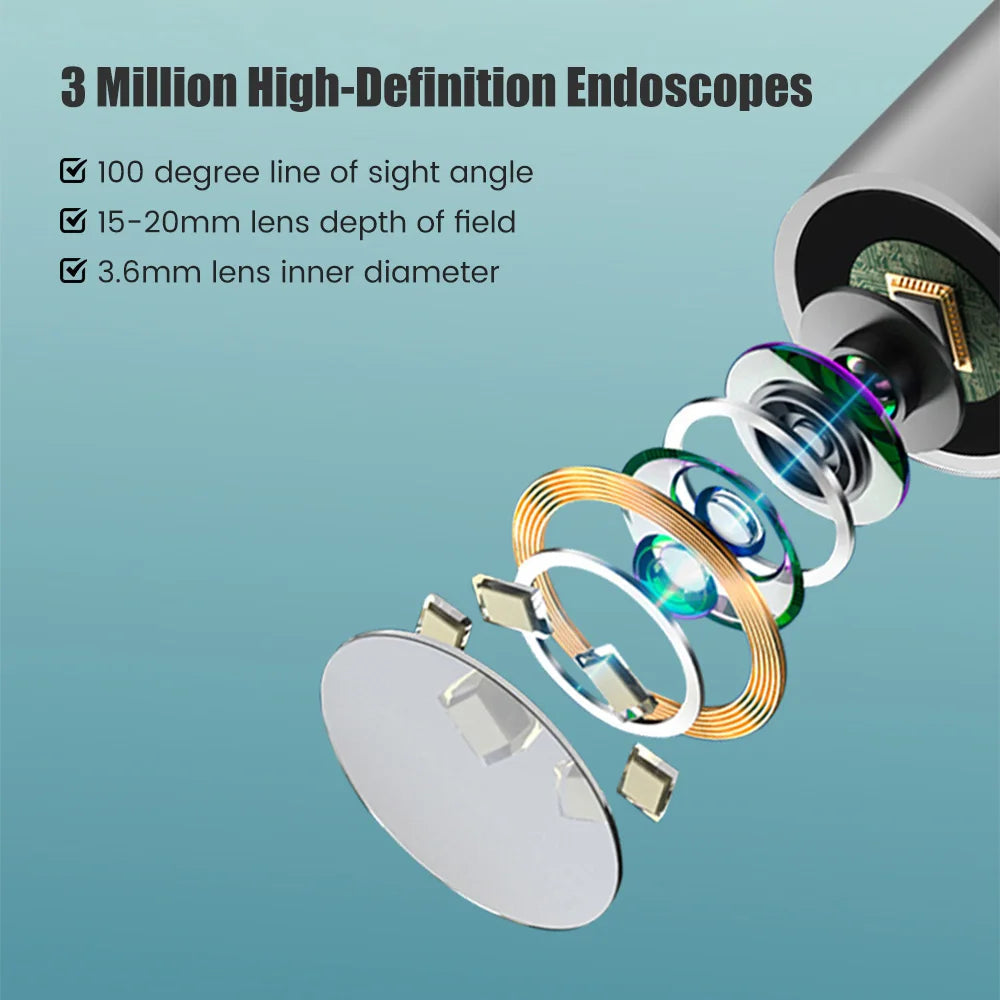 Smart Visual Earpick Ear Wax Removal Tool Endoscope Spoon 1296P HD Ear Cleaner with 6 LED Lights 3.6mm Mini Visual Ear Camera