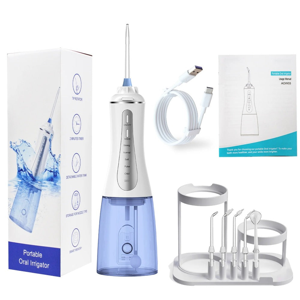 Oral Irrigator Water Flosser 5Modes Portable Dental Water Jet 350ML Water Tank Teeth Cleaner USB Charge Waterproof