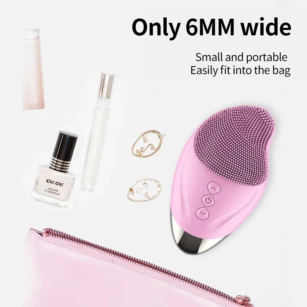 Vibration Electric Facial Cleansing Brush Silicond Face Clean Brush Sonic Washing Facial Cleanser Heated Massager