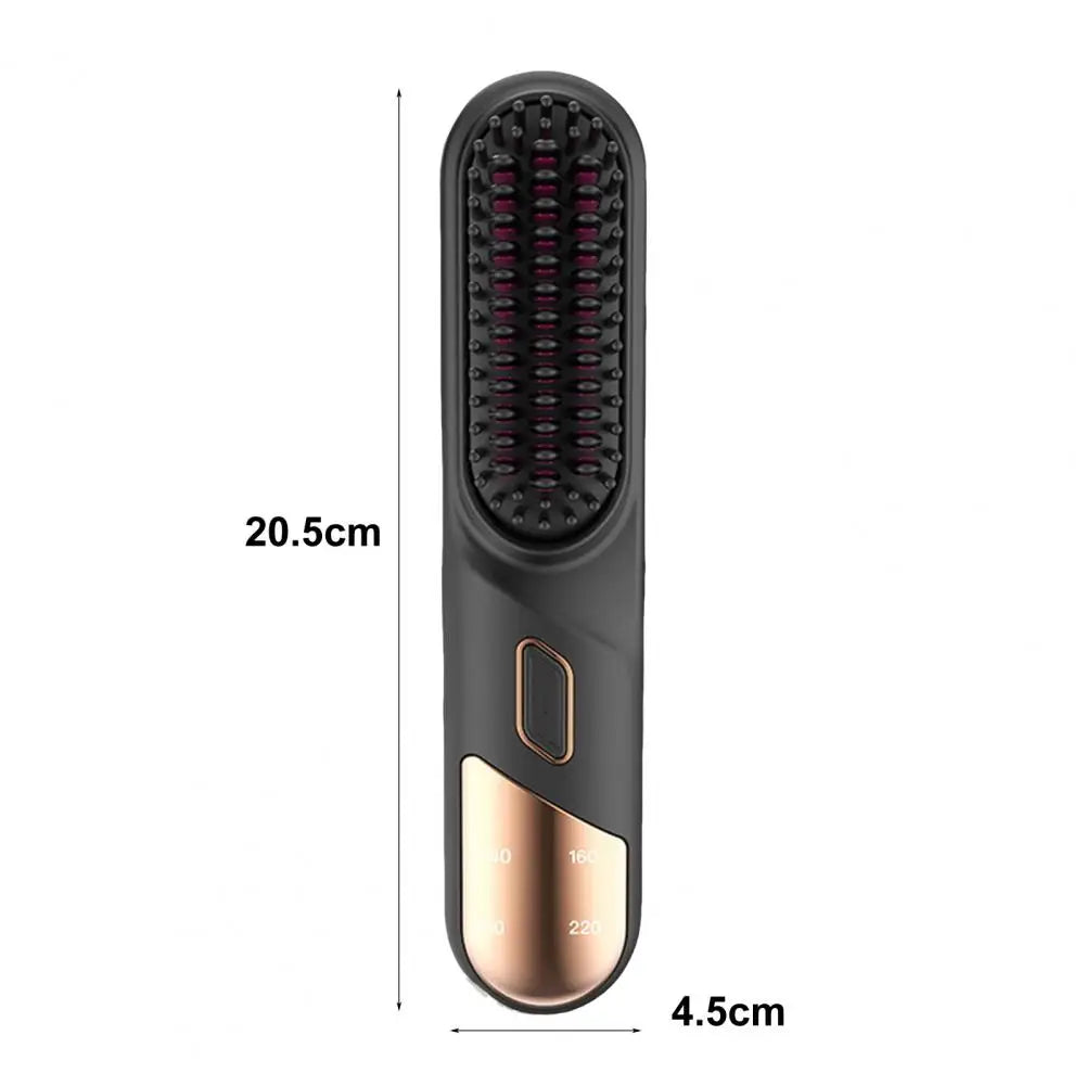 Hair Straightener Brush 4 Temperatures Fast Heating USB Rechargeable Negative Ions Brush Electric Fluffy Curly Hair Styling Comb