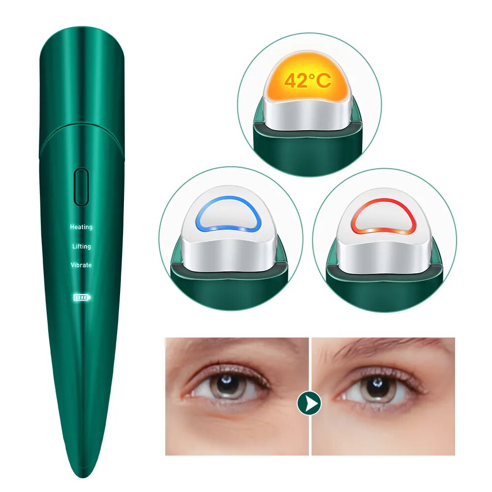 EMS Electric Eye Massager Eye Skin Lift Anti Age Wrinkle Skin Care Tool Vibration Hot Massage Relax Eyes Photo